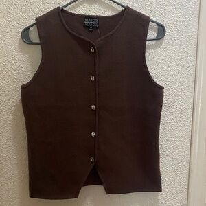 Brown Button-Up Vest by Major size M